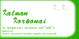 kalman korponai business card